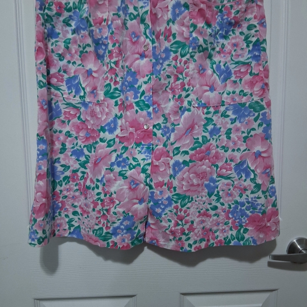 Vintage Nightgown Carriage Court Pink Floral Cotton Blend House Coat House Dress - Picture 6 of 15